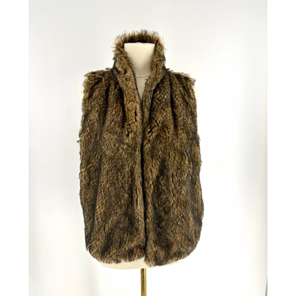 Abercrombie & Fitch Women's Brown Fur Print Open Front Pockets Size L Y2K Boho